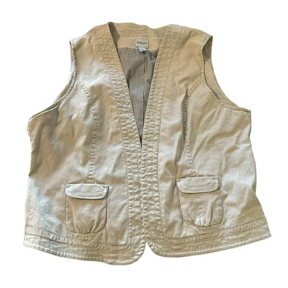 Chico's women's size 3 khaki safari style vest - Picture 1 of 3